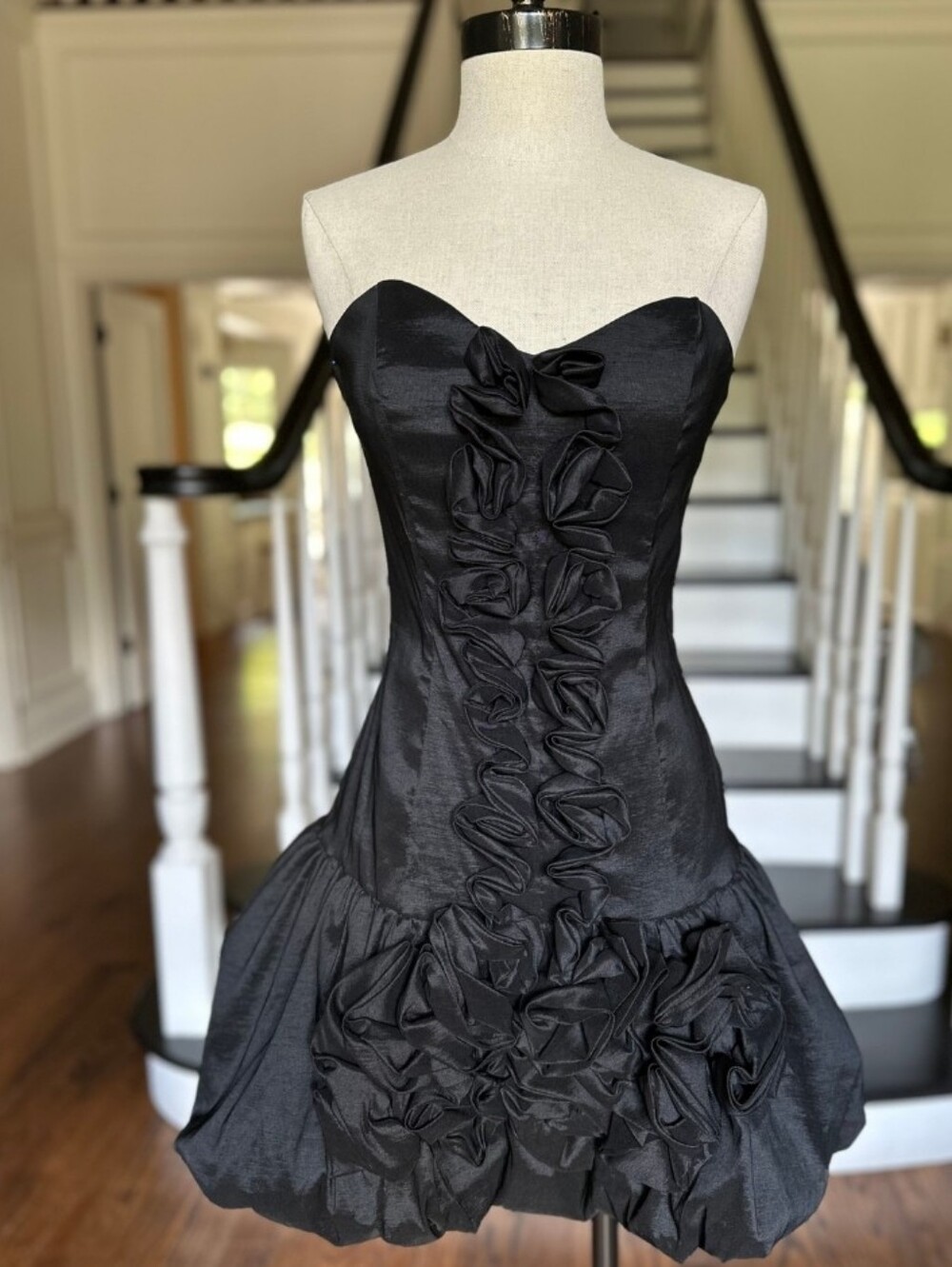 Vintage Jessica McClintock Strapless Bubble Dress with Ruffles Size 10